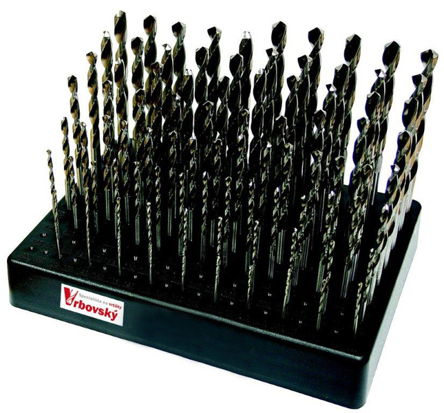 SADA VRTÁKŮ 91-ti dílná pr.1,00 -10,00x 0,1mm DIN338RNHSS,Lesklá,obal:plastový podstavec